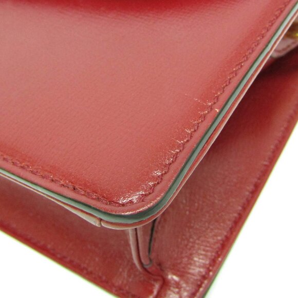 GUCCI Red Leather GG Marmont Shoulder Bag - Picture 4 of 16